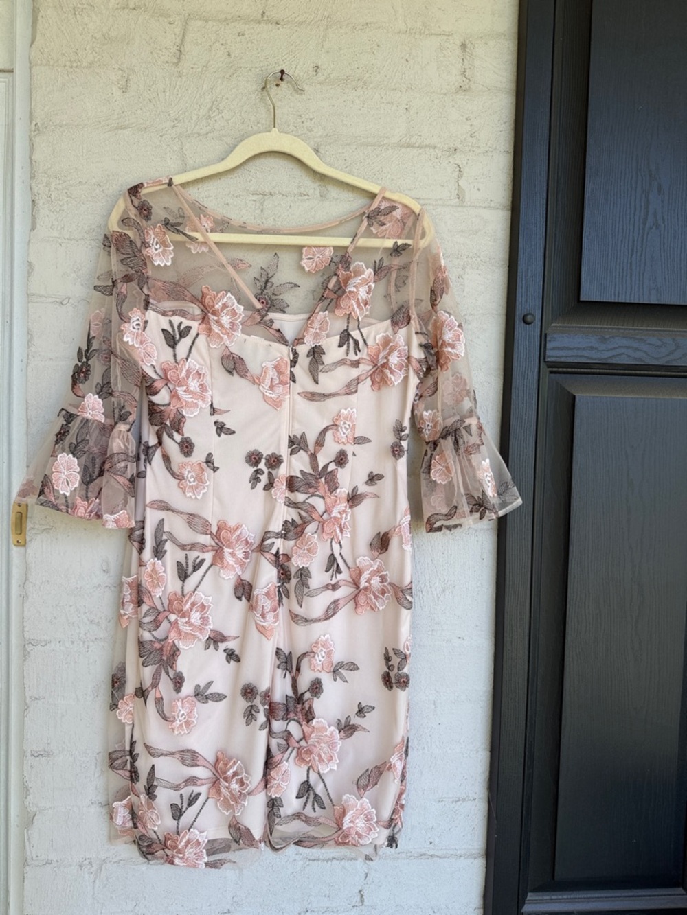 Adrianna Papell Floral Embroidered Sheath Dress Size 10 - Picture 8 of 14